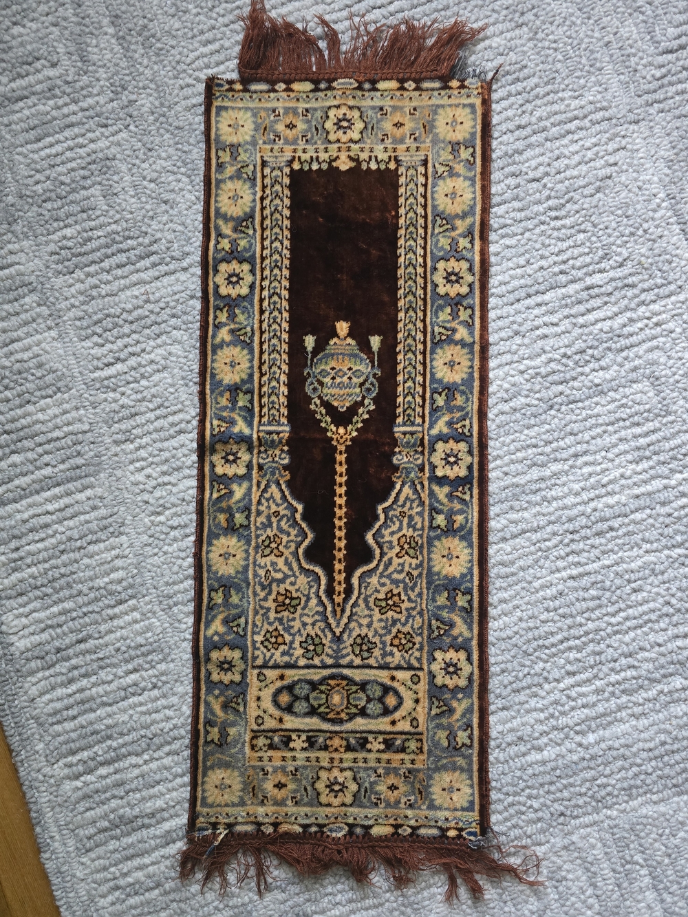 Vintage handmade kilim prayer rug